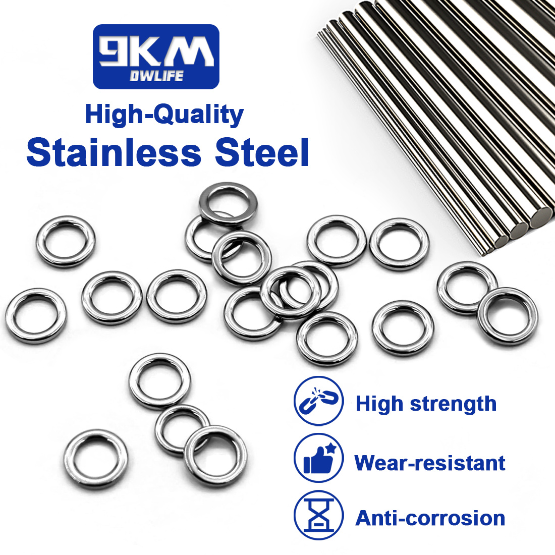 9KM Solid Ring Fishing 50pcs S - đánh giá và giá Saltwater Fishing Hook