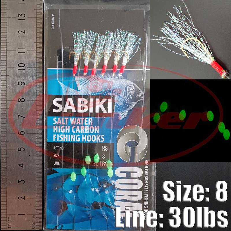 Lunker sabiki rig hooks lumino - đánh giá và giá Saltwater Fishing Hook